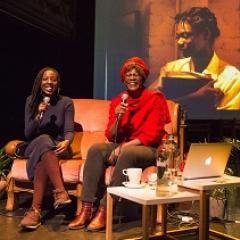 Heart-to-Heart Conversation with Laura Nsengiyumva and Monique Mbeka Phoba, Contour Biennale 9: Coltan as Cotton / The Waxing Crescent Moon Phase, January 2019, photo by Lavinia Wouters.